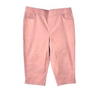 Gloria Vanderbilt Size 14 Total Contour Cropped Pants Stretch Cotton Blend Pink